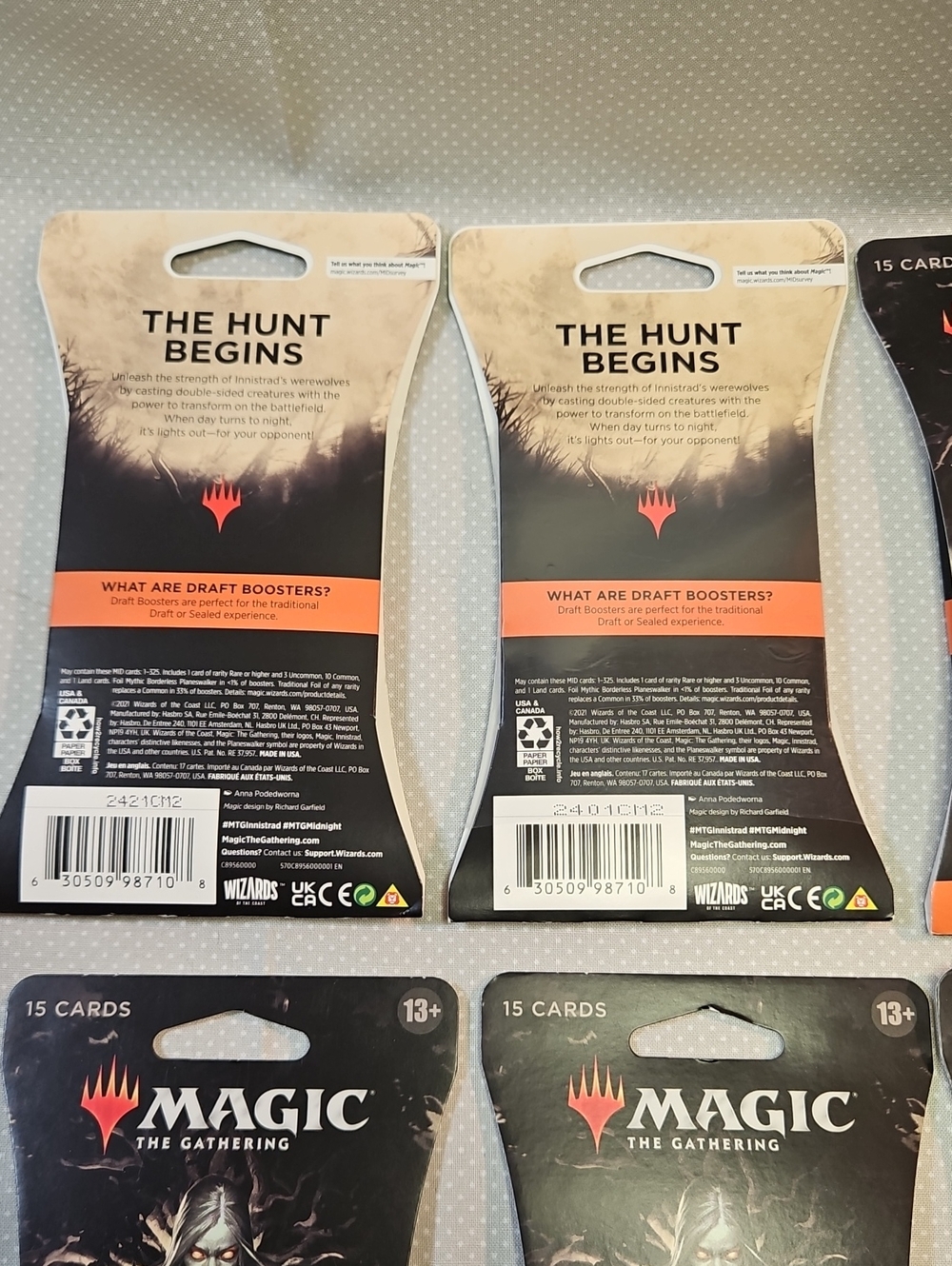 MTG Innistrad Midnight Hunt 15 Card Draft Boosters Sleeved Sealed - Picture 4 of 10